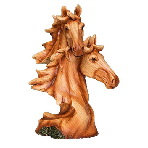 Widdle Celebrations Naturecraft Statue en résine Effet Bois 2 têtes de Cheval 18 cm