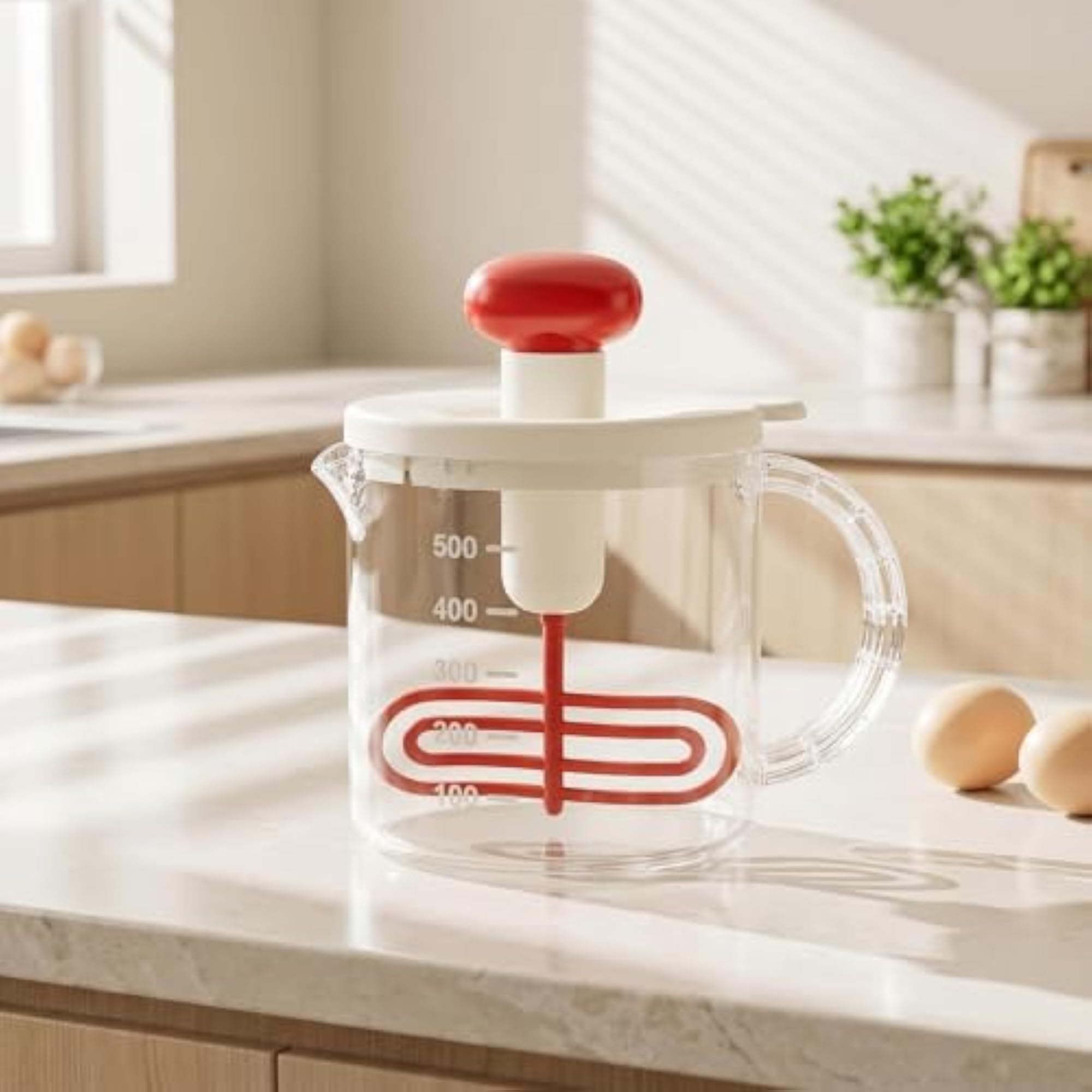 Transparent Manual Press Stirring Cup with Strainer Mesh