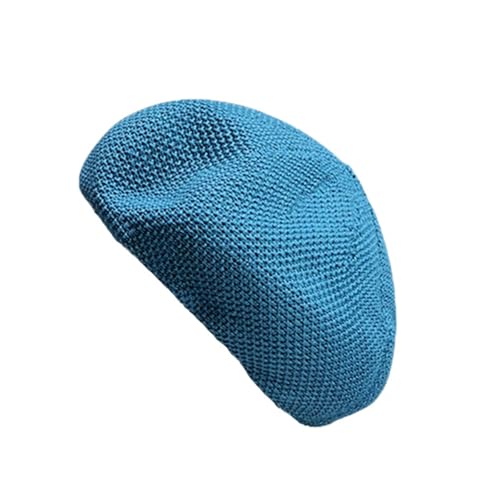 [RUNQIU] メンズ レディース夏用 ポリエステル コットン ペインターハット フラットニット ベレー帽 (ブルー)の商品画像（Amazon）