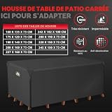 Zettum 160x135x73cm Cover for Garden Furniture Waterproof Rectangular 600D Heavy Duty Outdoor Furniture Covers for Rattan Sofa Table Chair Cover Durable Anti UV Garden Table Covers - 3