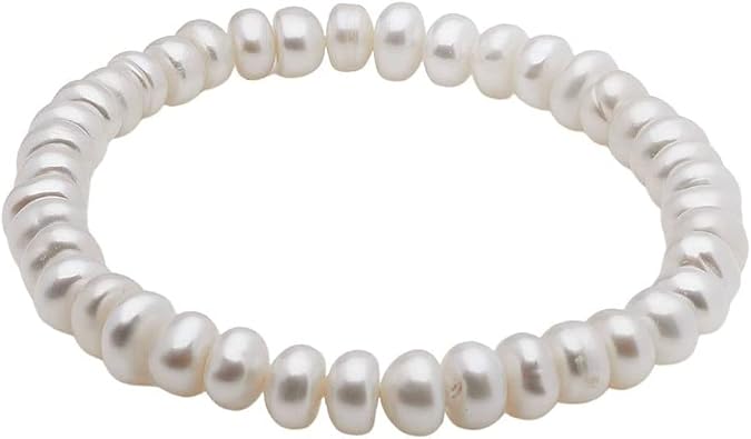 Handmade Womens Pearl Bracelet | Stretchy Beaded 8-9mm Baroque Pearl Bracelet for Ladies and Girls - Pink, Black, White, Grey, Multicolor