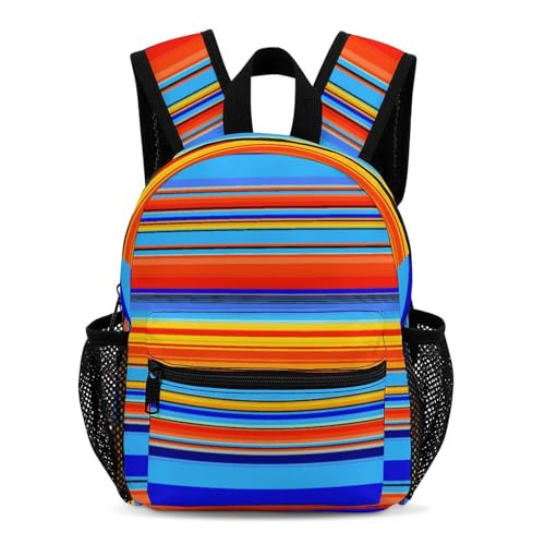 Mexican Serape 13 Inch Backpack Lightweight Double Shoulder Bag with Zippers Unisex Daypack