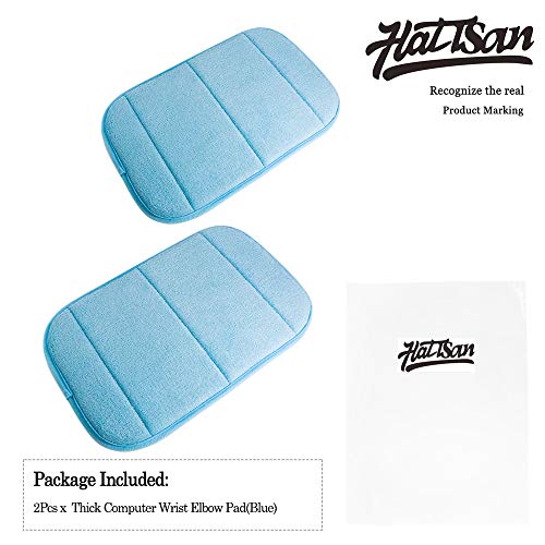 Image of 2 Pack Portable Computer Elbow Wrist Pad, Hatisan Premium Memory Cotton Desktop Keyboard Arm Rest Support Mat for Office Home Laptops - More Comfort & Less Strain(7.9 x 11.8 Inch) (Blue)