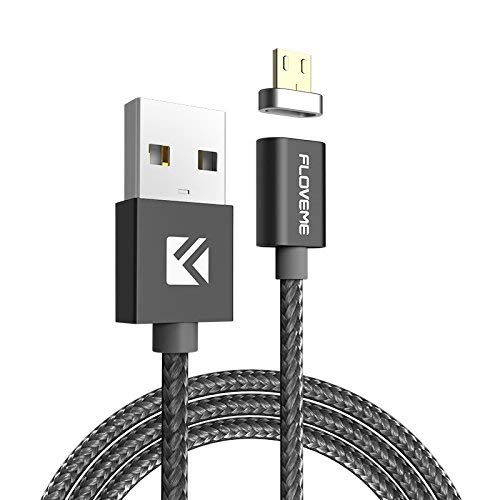 Magnetic Charging Cable, FLOVEME 3.3ft Nylon Braided Aluminum Alloy Micro USB Data Sync with LED Indicator for Andriod Phones and Tablets Samsung Galaxy S5 S6 S7 Edge Note 5 S8 S9 PLUS LG HTC SONY etc