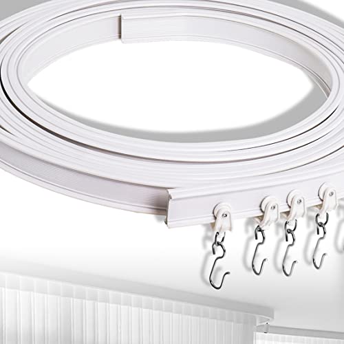 5 Mètres Rail Rideaux plafond Pliable ,Flexible Rail et tringles à rideau de Fenêtres Courbes pour Camping Car Maison Chambre Balcon Salon Baignoire Cover