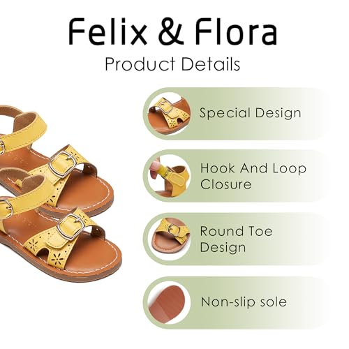 Image of Felix & Flora Toddler Girl Sandals - Flower Girl Dress Shoes Open Toe Little Kid Flats