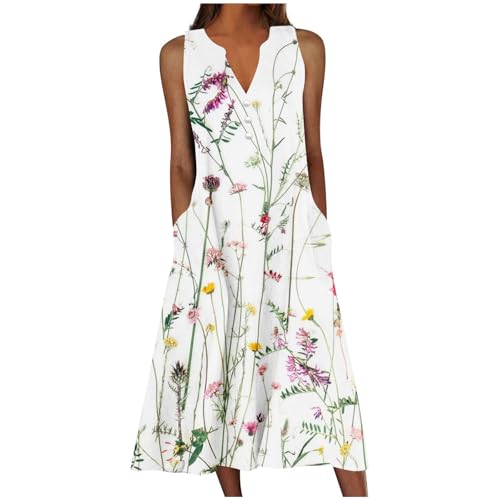 Robe d'été sans manches respirante et robe midi légère col V
