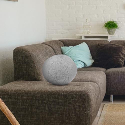 Cojín de peluche gris hielo tipo almohada redonda decorativa 5