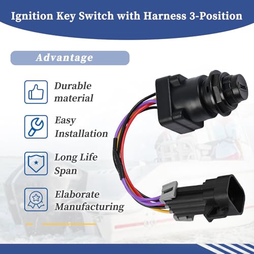 Image of 87-897716K01 Ignition Key Switch with Harness 3-Position Fit for Mercury Marine Quicksilver Outboard Motor 8M0059686 897716 Boat Engine Key Switch