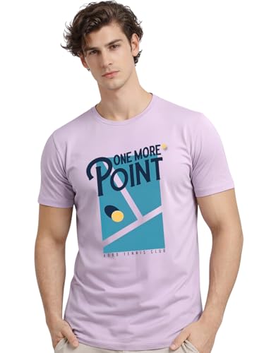 T-shirt décontracté homme imprimé tennis en coton lycra régulier