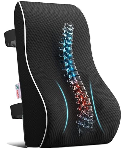 Grin Health SitRight Orthopedic High Density Lumbar Support for Chair & Car Seat Back Support Backrest Lumbar Back Pillow for Car Lumbar Support Back Cushion for Sitting Posture (Black, Large)