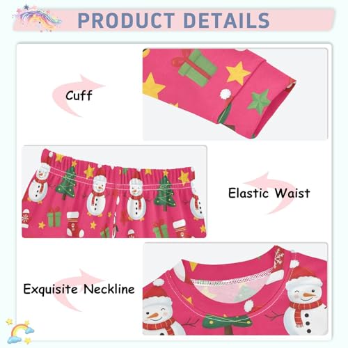 Pajama Sets Long Sleeve Christmas Snowmen Penguins Trees Stars Soft Comfy Sleepwear 2 Piece PJS 3-8T4