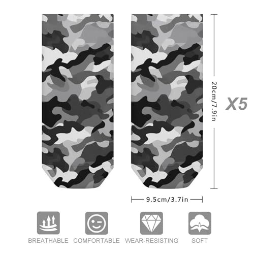 Black Grey White Camo Socks No Show Socks Low Cut Anti-Slid Athletic Casual Invisible Liner Socks Unisex2