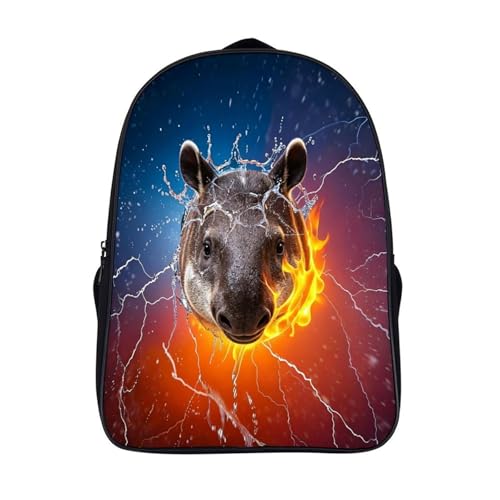 Sac à dos tapir imprimé 3D pour adultes et adolescents avec 2 compartiments