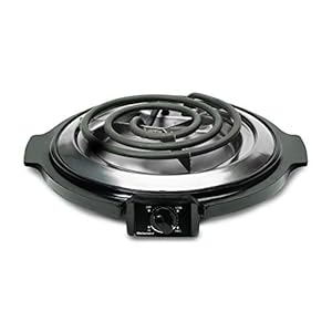 Elite Gourmet ESB-300X Single Countertop Coiled Burner, 1000 Watts Electric Hot Plate, Temperature Controls, Power Indicator Lights, Easy to Clean, Black