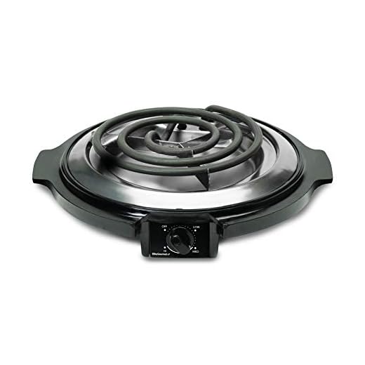Elite Gourmet Elite Cuisine ESB-300X Single Countertop Portable Small Buffet Burner Electric Hot, Coiled Heating Plate, Temperature Control, Dorms, RV, Camping, 750 Watts, Black