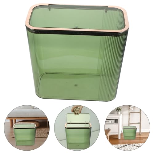 Caneca de basura con tapa abatible para hogar, verde miniatura 7