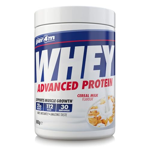 Per4m Protein Whey Powder | 30 Servings of High Protein Shake with Amino Acids | for Optimal Nutrition When Training | Low Sugar Gym Supplements (Cereal Milk, 900g)