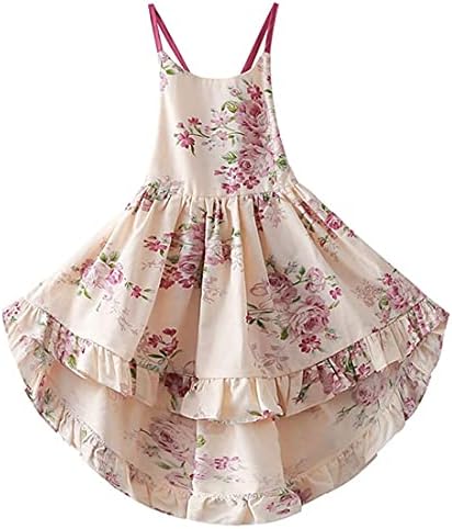 Summer Dresses Girls Floral Dresses Party Girl Dress Jr Dresses Casual Dress Straps Dresses for Girls Girls Size 7-8 A-Line Sleeveless Floral Vintage Elegant Dress (A3Floral,140)