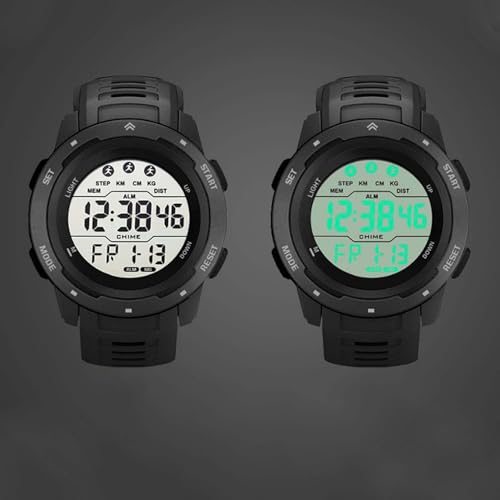 Grcfumo 1 PC Sports Electronic Watch, Men Digital Sports Watch, Digital Sports Watch Multifunktional Luminous Timing Mens Sport Running Watch for Outdoor (Black)-6