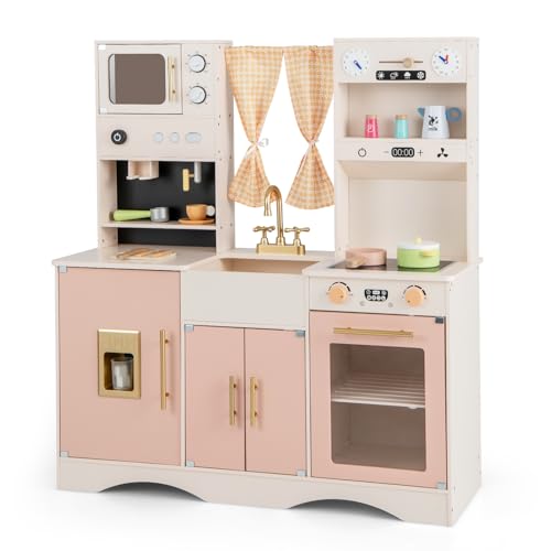 🥓# Ampio spazio per riporre i giocattoli # Questo set da cucina per bambini è dotato di più ripiani e sportelli per riporre gli utensili e gli accessori da cucina e garantire una superficie di lavoro pulita e ordinata.