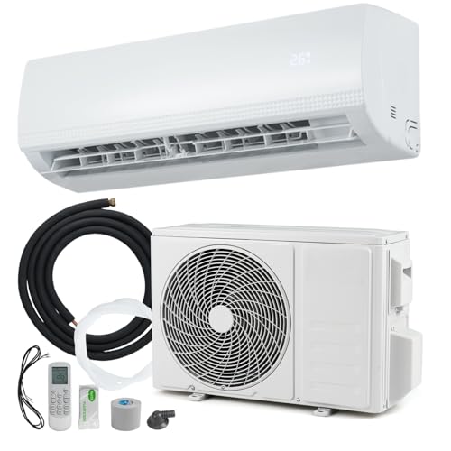 HOMFME 9000 BTU Air Conditioner Wall Split, 5 in 1 Split AC Unit Air Cooler Heater Air Purifier Fan Dehumidifier with Remote Control, Heat Pump, 2.6 kW, Inverter, Installation Kit Included
