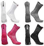 4 Pairs Basketball Socks,MENMA 4 Packs Cushion Basketball Socks, Athletic Crew Socks for Youth Boys Girls Men Women (Color-D, General Size)