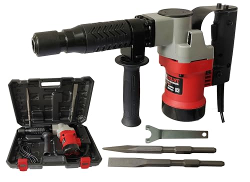 Inditrust 1300W 5.6kg Demolition Hammer Copper Armature and Coil with 2 chisels and a carrying box, Concrete Breaker with 6 MONTHS WARRANTY (RED)