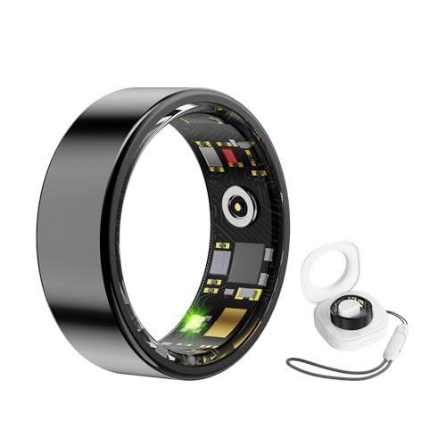 Pgtc Anello Smart IP68 Compatibile con Android iOS (Nero, Taglia 9)