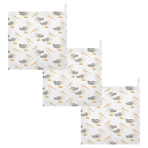 vvfelixl Cartoon Cute Pelicans Baby Burp Cloths Baby Muslin Washcloths for Boys Girls Cotton Babys Face Towel for Newborn Infants Soft and Absorbent 11.8 X 11.8 in, 5 Pack2