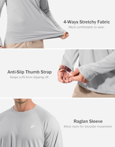Image of Pudolla Men's Sun Protection Shirts UV SPF UPF 50+ Rash Guard Long Sleeve Lightweight Quick Dry Brethable Swimming Fishing