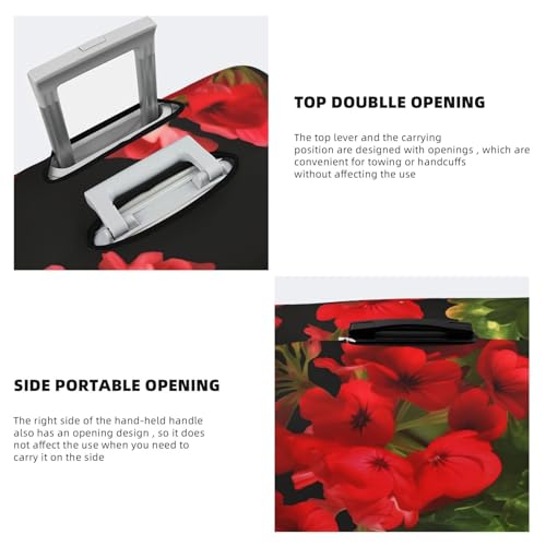 Luggage Cover Protector Washable Stretch Suitcase Protector Red geraniums Suitcase Cover Anti-Scratch Travel Baggage Covers Fits 18-32 Inch Luggage Protectors4