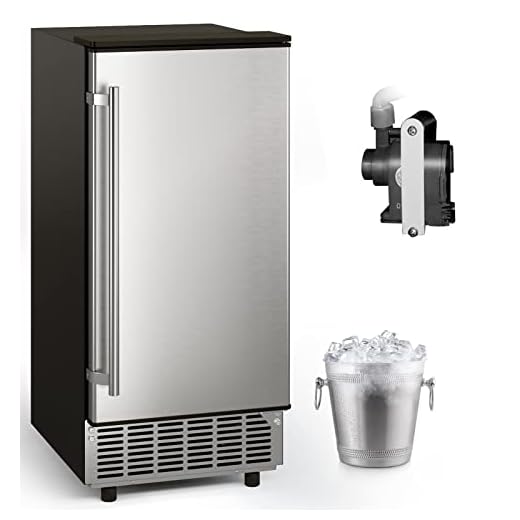 GLACER Under Counter Ice Maker, 80lbs/ 24H, Built-in Ice Machine with Drain Pump, Reversible Door, 24H Timer & Self-Cleaning, Freestanding Ice Cube Machine for Commercial and Home Use