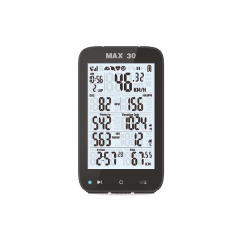 Shanren MAX 30 Computadora para Bicicleta, Contador de Bicicleta Ant+ BLT 4.0 GPS con Control de luz Trasera de 3 '' operación Mediante Aplicaciones