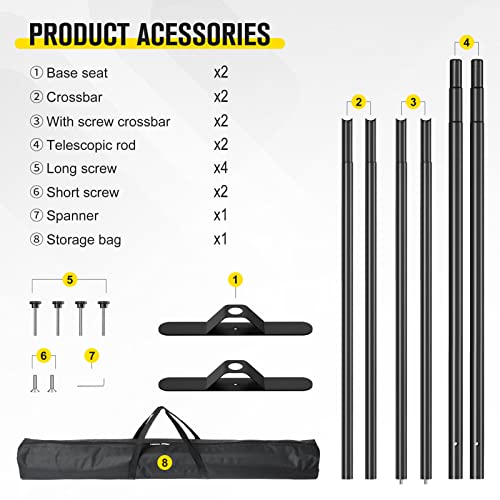 Sunyesyo Extra Thick Backdrop Banner Stand - 5X7Ft- 8X10Ft Adjustable Heavy Duty Telescopic Stand - Step And Repeat Display Photography Background Stand For Parties, Wedding, Photo Booth, Trade Show, 1 Carrying Bag #TOP5