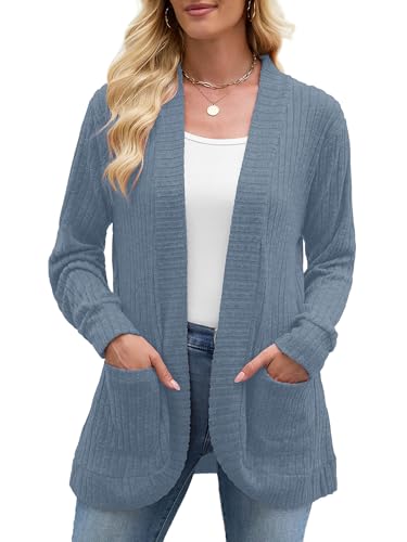 Image of Heymoments Knitted Open Front Cardigan for Women Long Sleeve Causal Bolero Lightweight Sweaters