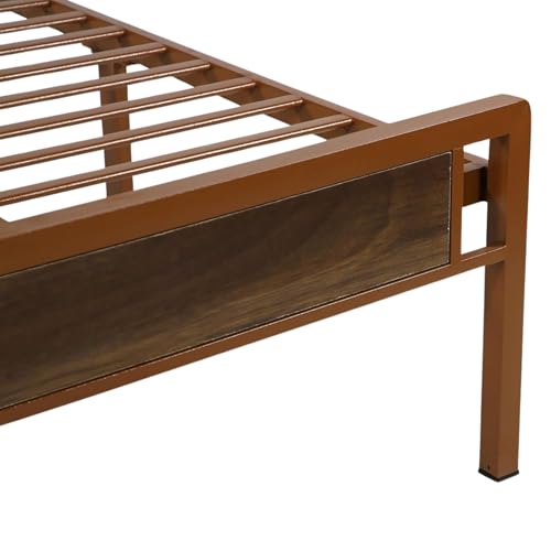 Image of Zeek Metal Extra Single Size Bed Without Storage | Wrought Iron Single Bed with Headboard & Footboard| Sturdy Powder Coated Platform Cot for Bedroom (Zeek Brown)