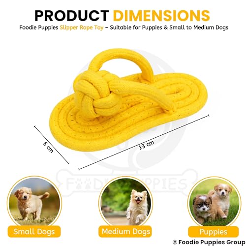 Image of Foodie Puppies Durable Cotton Rope Chew Toy for Dogs | Chewing, Fetching, Playing, Teething & Training for Small to Medium Dogs & Puppies (Slipper Rope (Pack of 2))