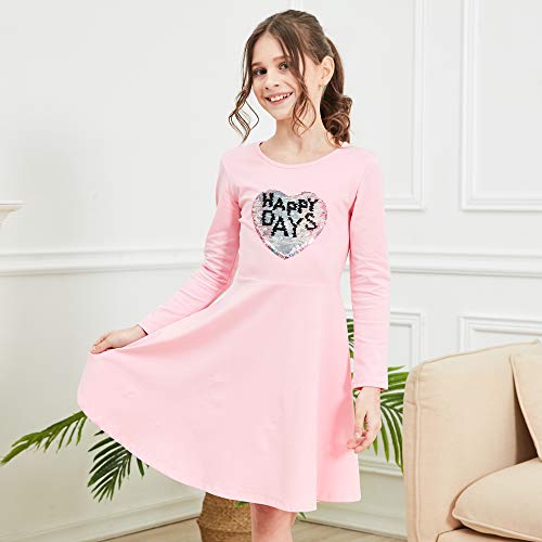 Sunny Fashion Girls Dress Butterfly Long Sleeve Casual Knit Cotton Dress2