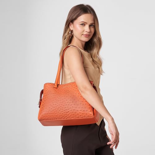 Image of Caprese Britney Large Satchel Bag for Women | Premium Animal Texture Faux Leather Shoulder Bag | Stylish Office & Casual Handbag | Spacious Tote with Zipper & Magnetic Button Closure