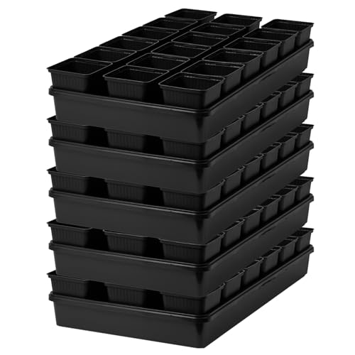 Pullmer 18x Anzuchttöpfe eckig mit Untersetzer, Pflanztöpfe für Stecklinge & Samenanzucht, mit Tablett, Shuttle-Trageschalen (Anzuchttöpfe 9x9x9,5 + Untersetzer; 5 Pack)