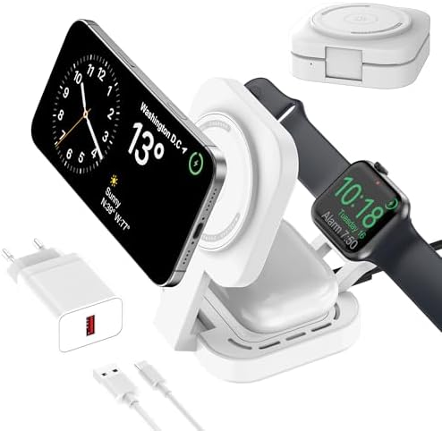 Carga inalámbrica 3 en 1 para Apple Dispositivo, Mini Estación Ca...