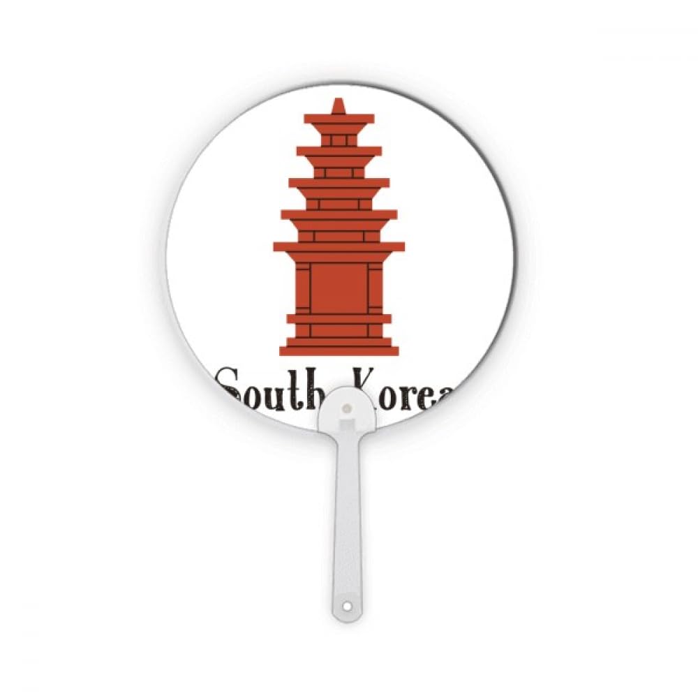 Éventail rond Tour de brique rouge Corée du Sud, artisanat plastique