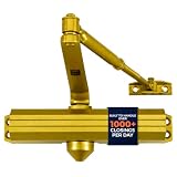 Boomerang Medium/Heavy Duty Automatic Commercial Door Closer -D4016 Surface Mounted, Grade 1- ADA & UL 3 Hour Fire Rated, Adjustable Size 1-6 for Entry & Aluminum Storefronts, Painted Brass/Gold (US4)