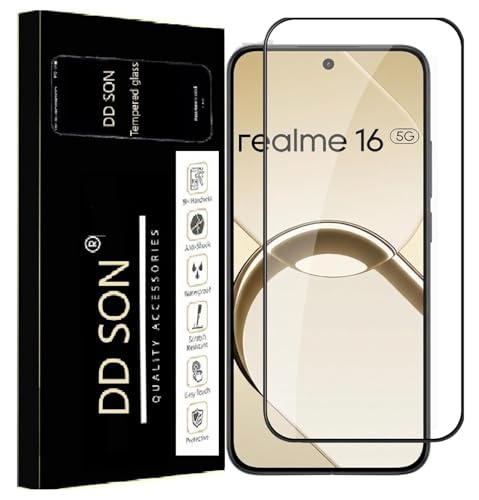 Image of DD SON Premium HD+ Tempered Glass Screen Protector Guard Compatible For Realme 16 5G (Ultrasonic Fingerprint Supported) (6.57 Inch, Pack of 1) | Edge to Edge Coverage With Easy to installation kit