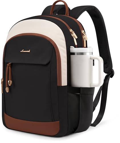 LOVEVOOK Laptop Backpack for Women, 15.6 inch Waterproof College Backpack Woman with Laptop Compartment Computer Bag Travel Backpack Purse, Large Black Computer Daypack for Work Casual