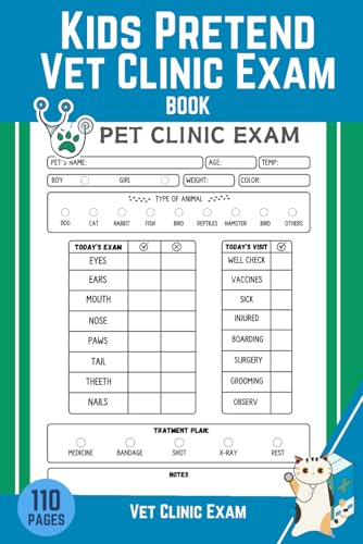 Pretend Vet Clinic Exam Book for Kids An Imaginative Play Notebook: Imaginary Veterinarian Role Play Notebook, Pretending To Be Veterinarian Funny ... | Veterinary Patient Notebook for Kids image 2