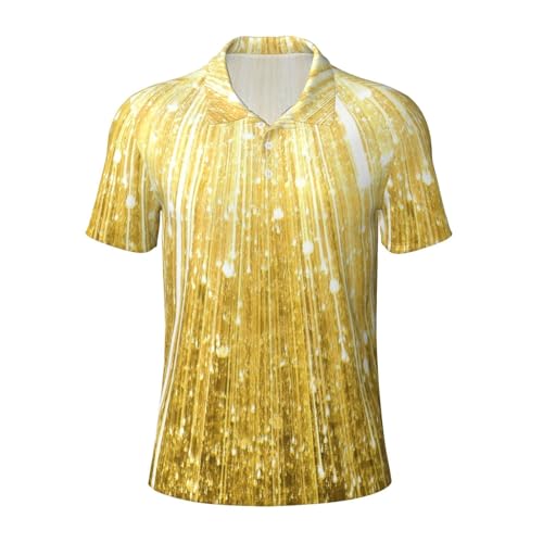 Chemise de voyage homme à manches courtes et imprimé brillant doré