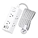 10 Ft Power Strip Surge Protector, Extension Cord with 6 Widely Outlets 3 USB Ports (1 USB C), 3-Side Outlet Extender Strip, Flat Plug, Wall Mount, Small Power Strip for Travel Office Dorm Home