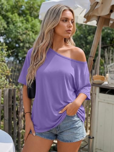 Image of Trendy Queen Womens Off the Shoulder Tops Oversized Summer Spring T-Shirts 2026
